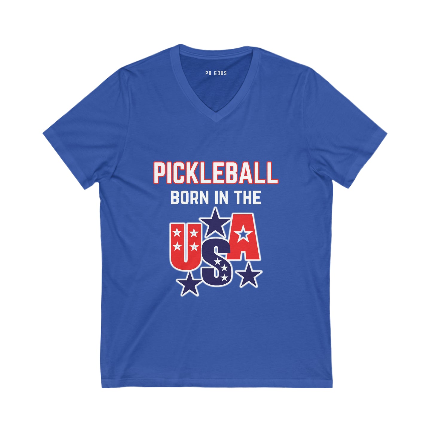 Pickleball: Born in the USA Jersey Short Sleeve V-Neck Tee