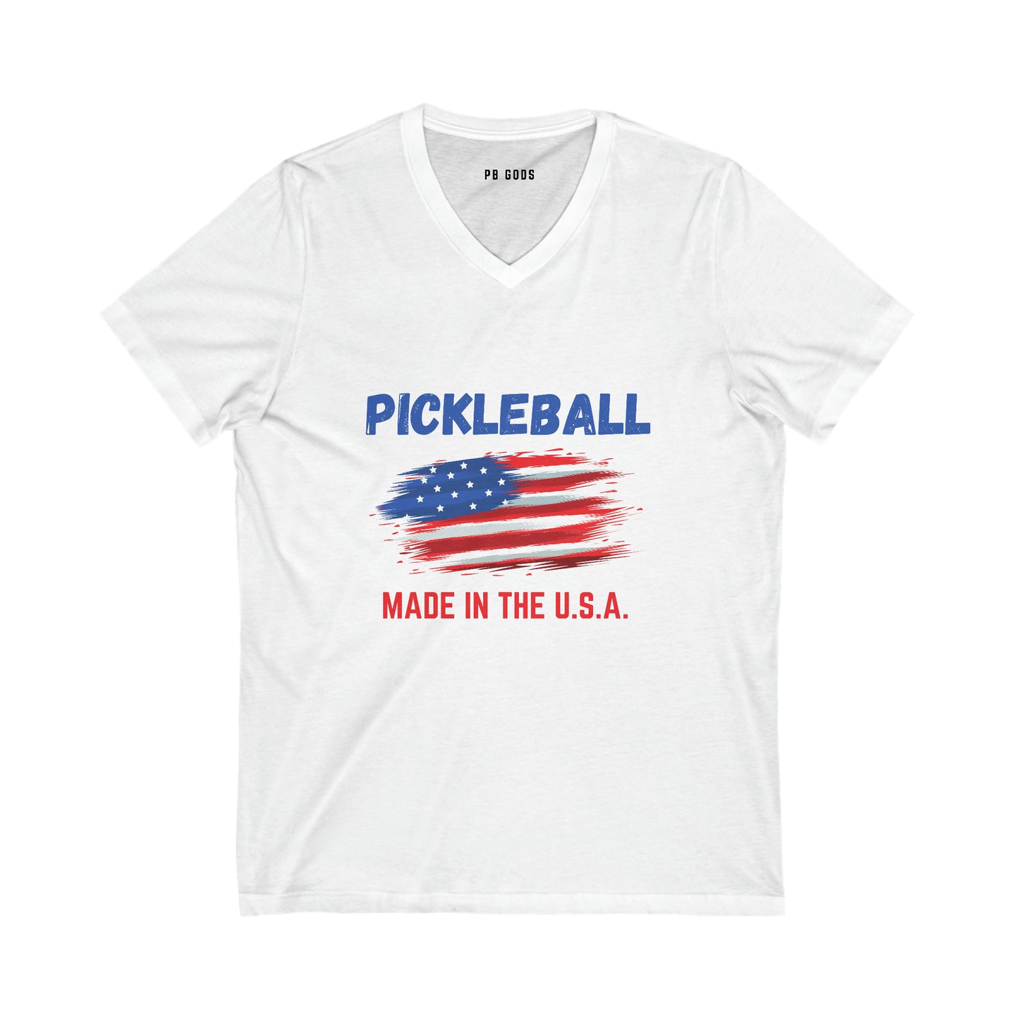 Pickleball USA Smudge Flag Jersey Short Sleeve V-Neck Tee