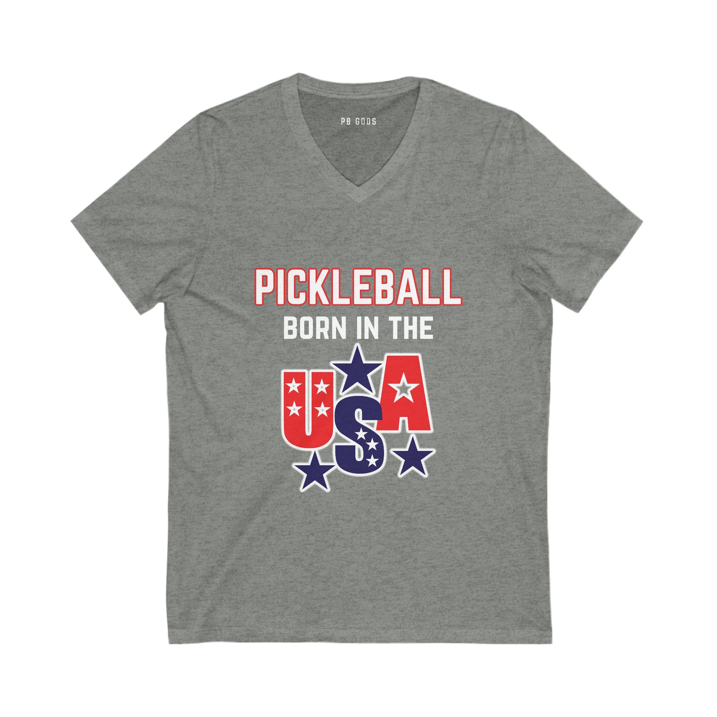 Pickleball: Born in the USA Jersey Short Sleeve V-Neck Tee