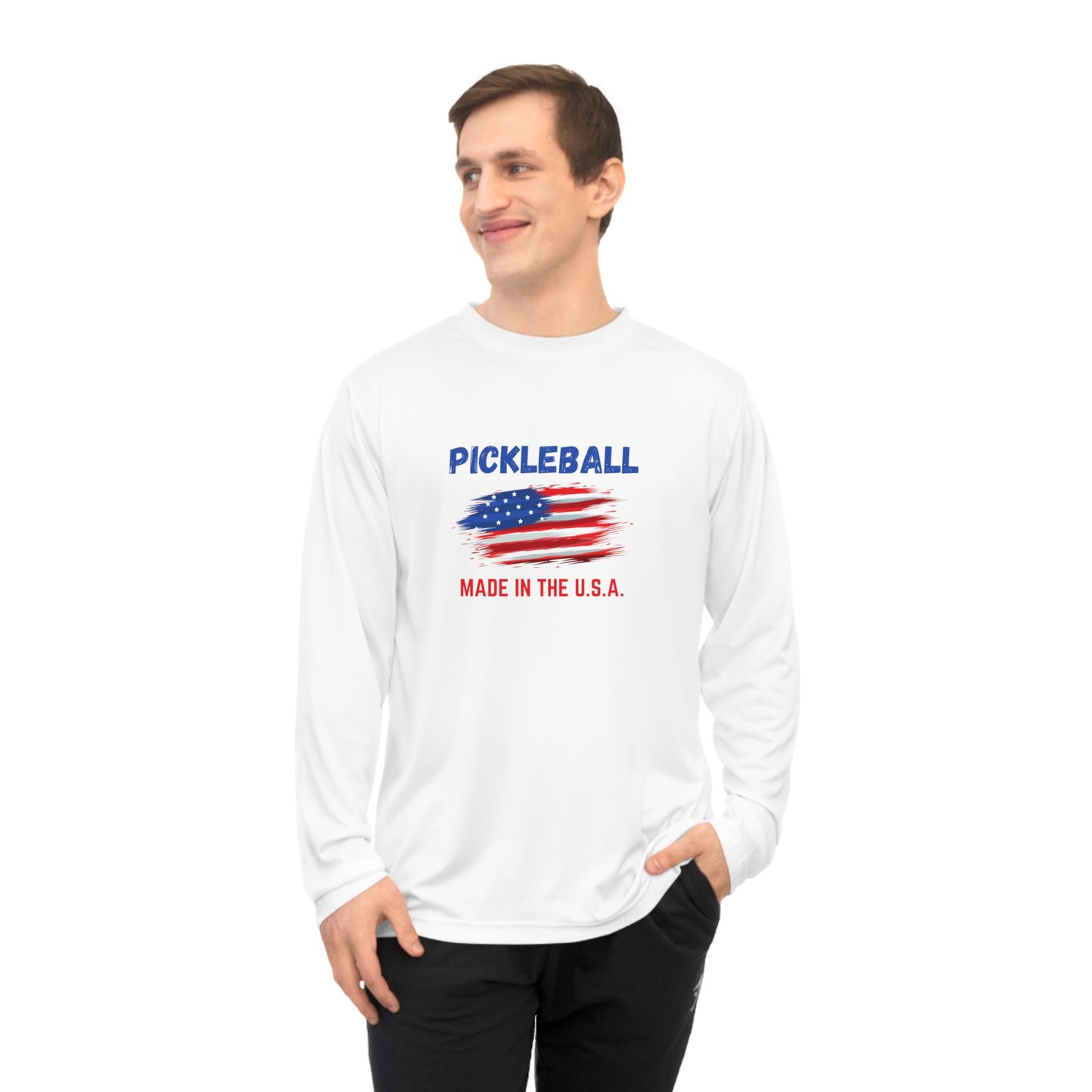 Pickleball USA Smudge Flag Unisex Performance Long Sleeve Shirt