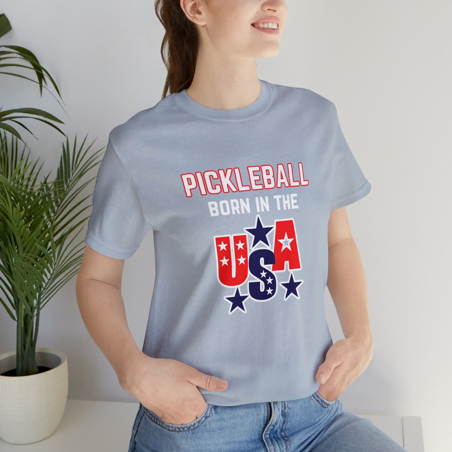 Pickleball Born in the USA Unisex Jersey Short Sleeve Tee