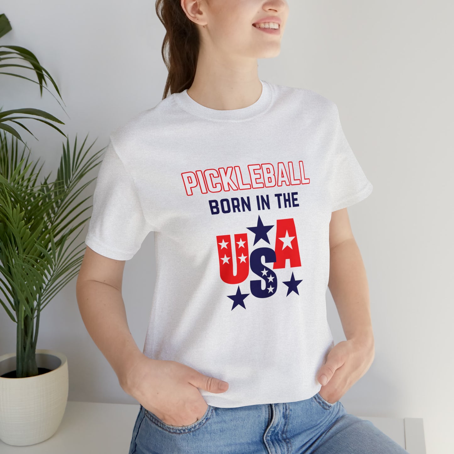 Pickleball Born in the USA Unisex Jersey Short Sleeve Tee