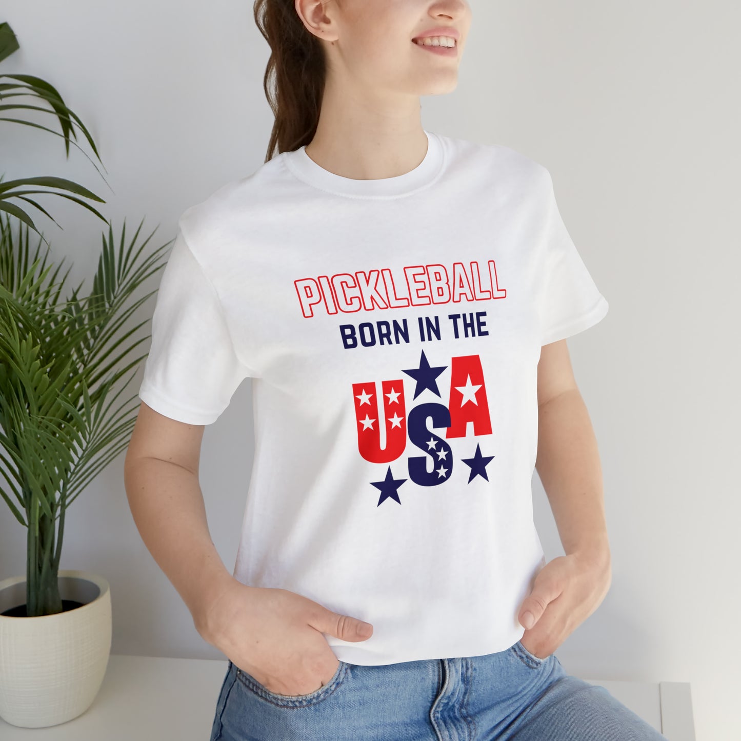 Pickleball Born in the USA Unisex Jersey Short Sleeve Tee