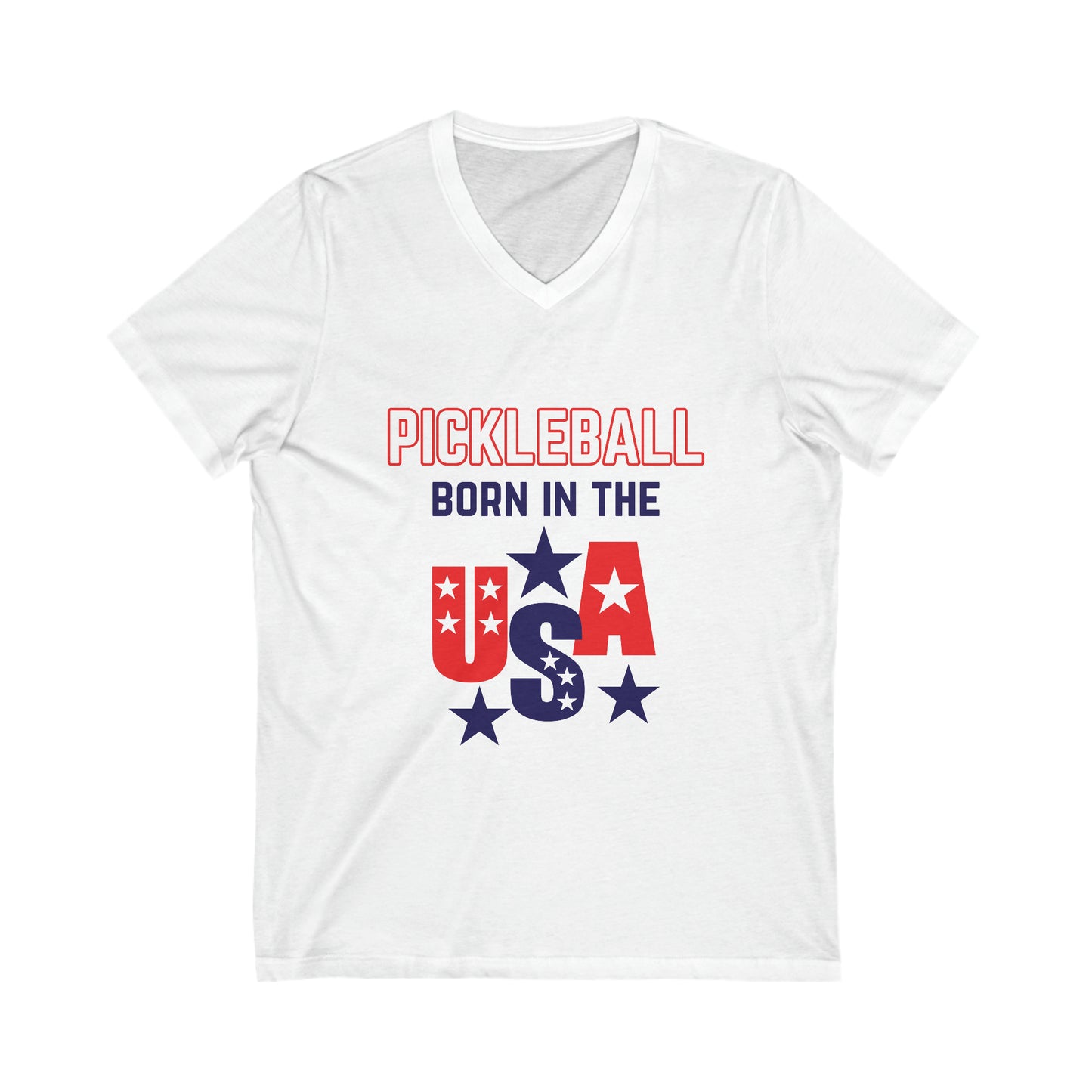 Pickleball: Born in the USA Jersey Short Sleeve V-Neck Tee