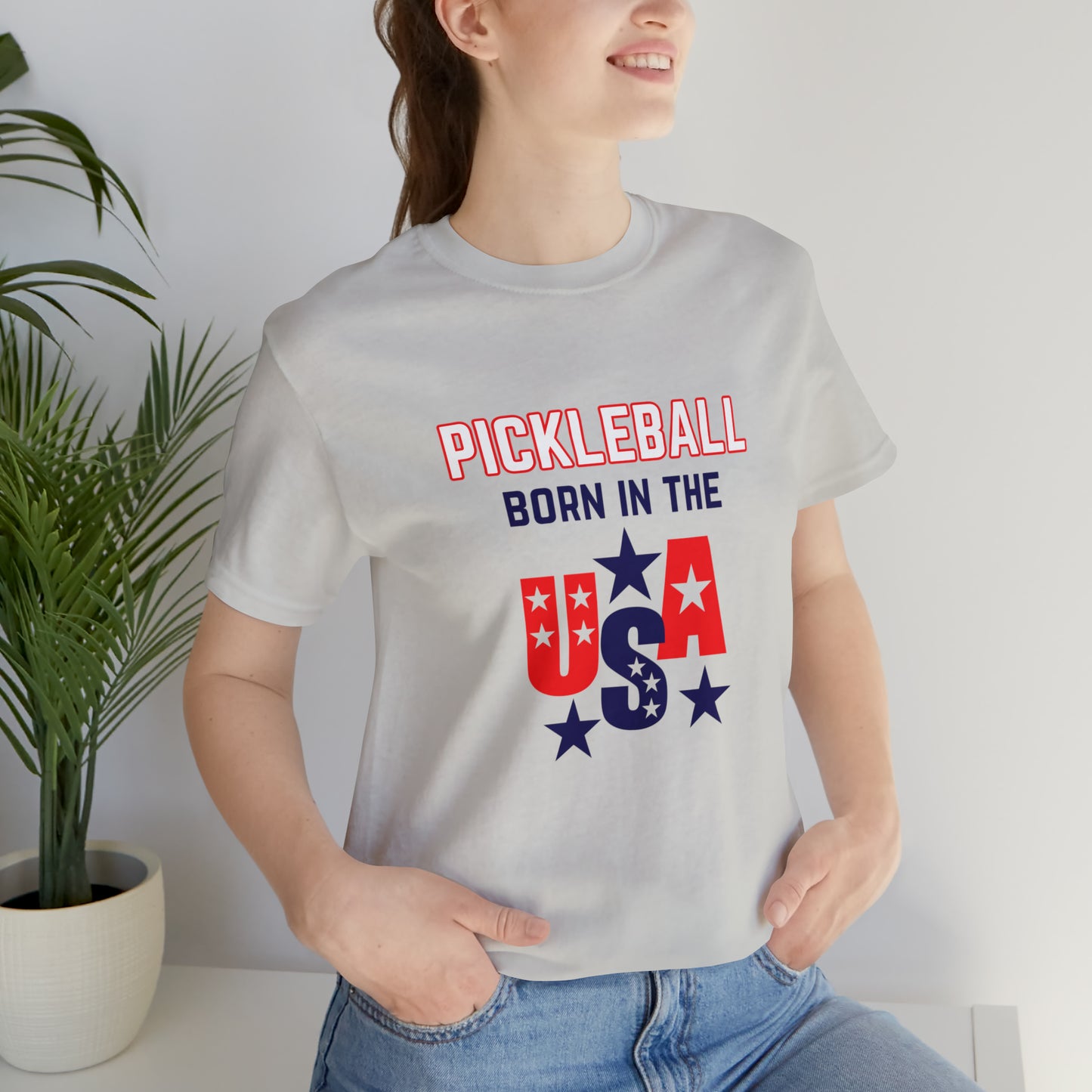 Pickleball Born in the USA Unisex Jersey Short Sleeve Tee