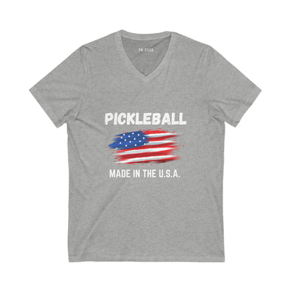 Pickleball USA Smudge Flag Jersey Short Sleeve V-Neck Tee