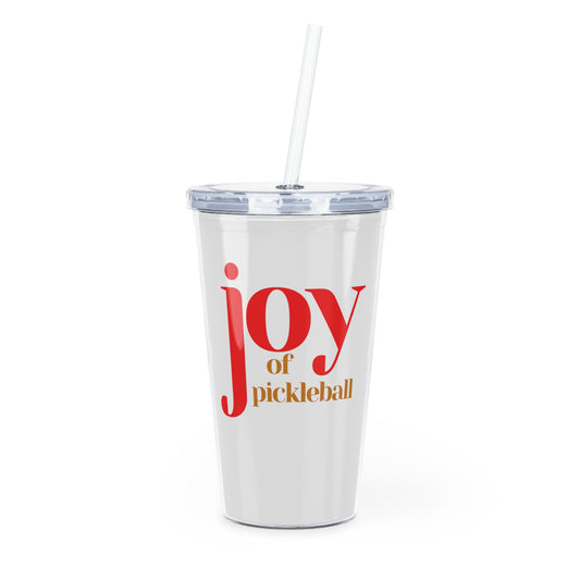 Joy of Pickleball Plastic Tumbler with Straw