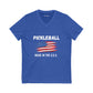 Pickleball USA Smudge Flag Jersey Short Sleeve V-Neck Tee