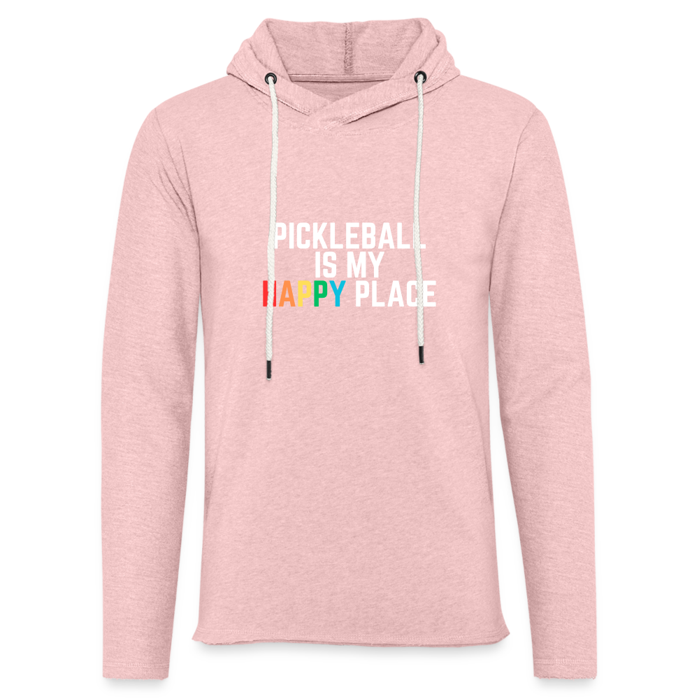 Happy Place Lightweight Terry Hoodie - cream heather pink