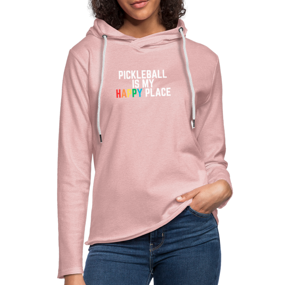 Happy Place Lightweight Terry Hoodie - cream heather pink