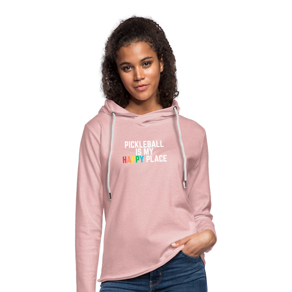 Happy Place Lightweight Terry Hoodie - cream heather pink