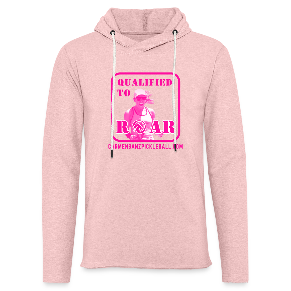 Qualified to Roar Carmen Sanz Lightweight Terry Hoodie - cream heather pink