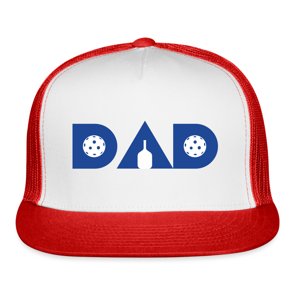 Pickleball DAD Trucker Hat (Red White Blue) - white/red