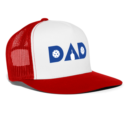 Pickleball DAD Trucker Hat (Red White Blue) - white/red