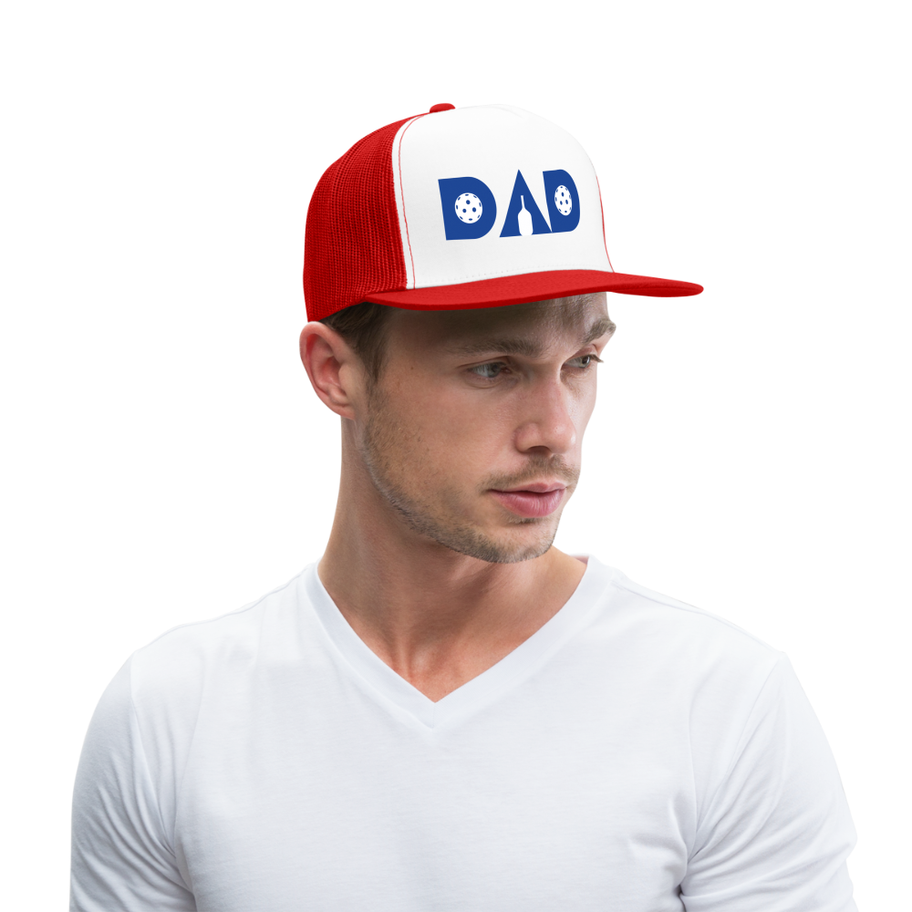 Pickleball DAD Trucker Hat (Red White Blue) - white/red