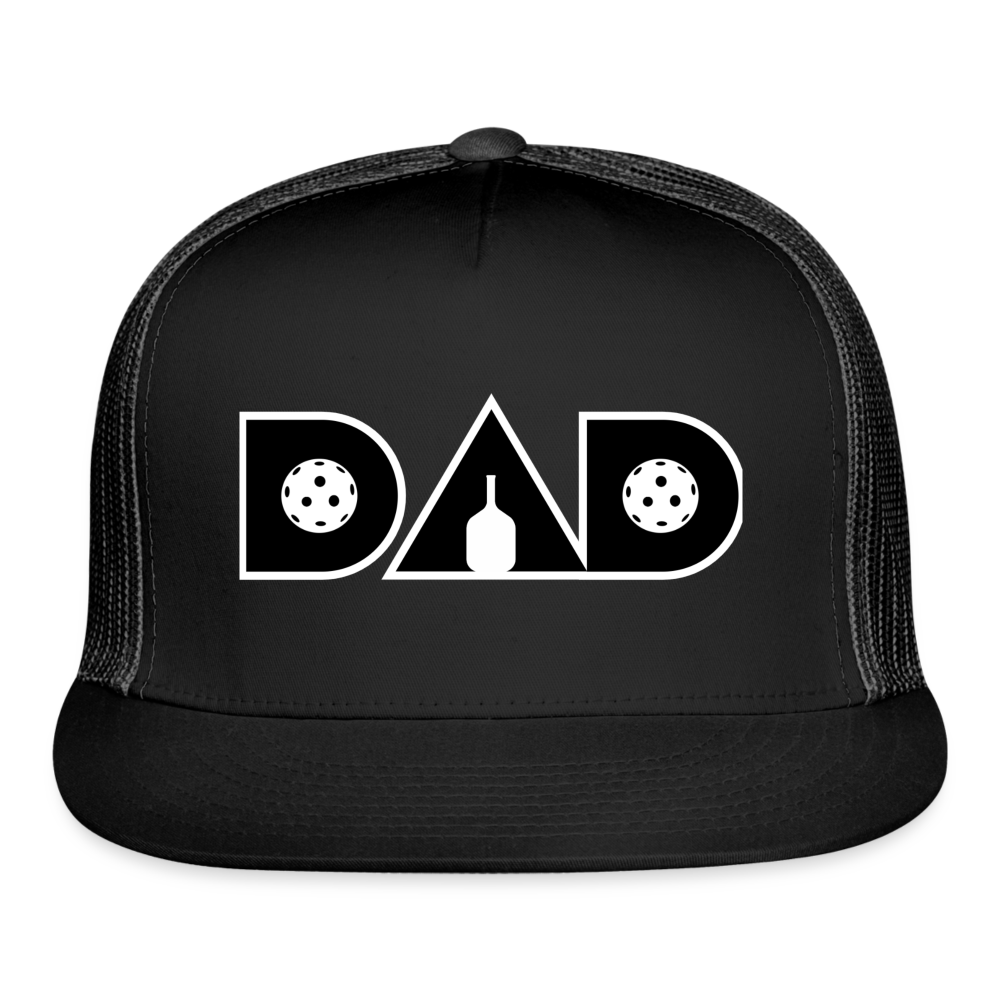 Pickleball DAD Trucker Hat (Black) - black/black