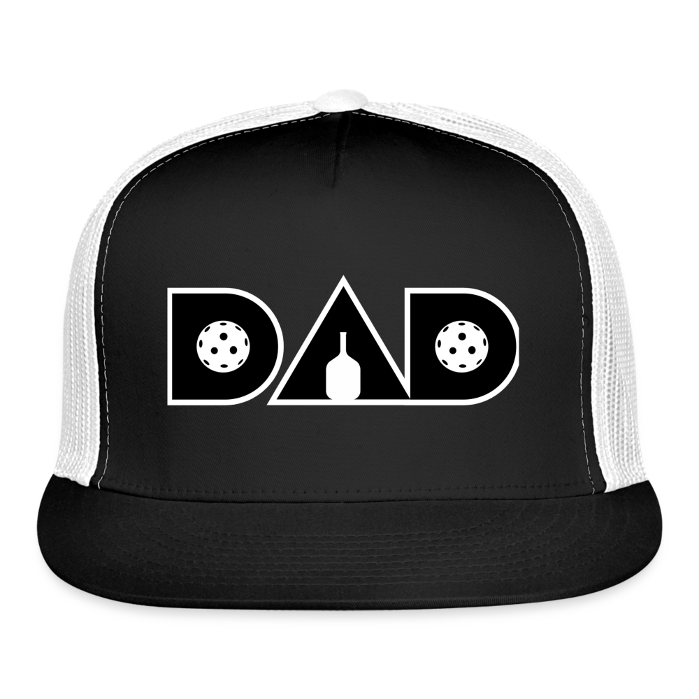 Pickleball DAD Trucker Hat (Black) - black/white