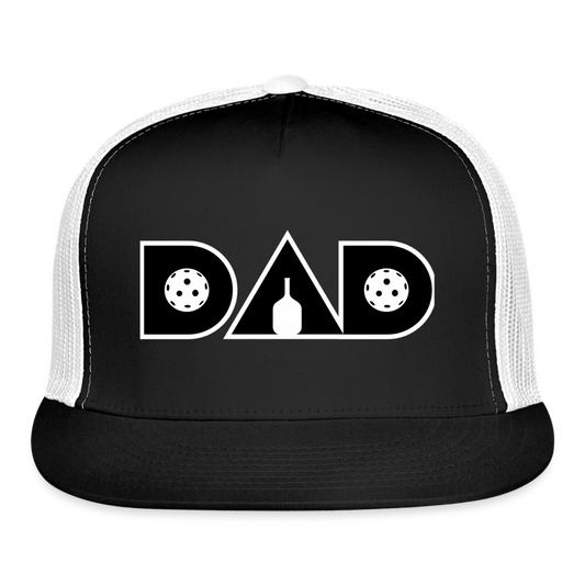 Pickleball DAD Trucker Hat (Black) - black/white