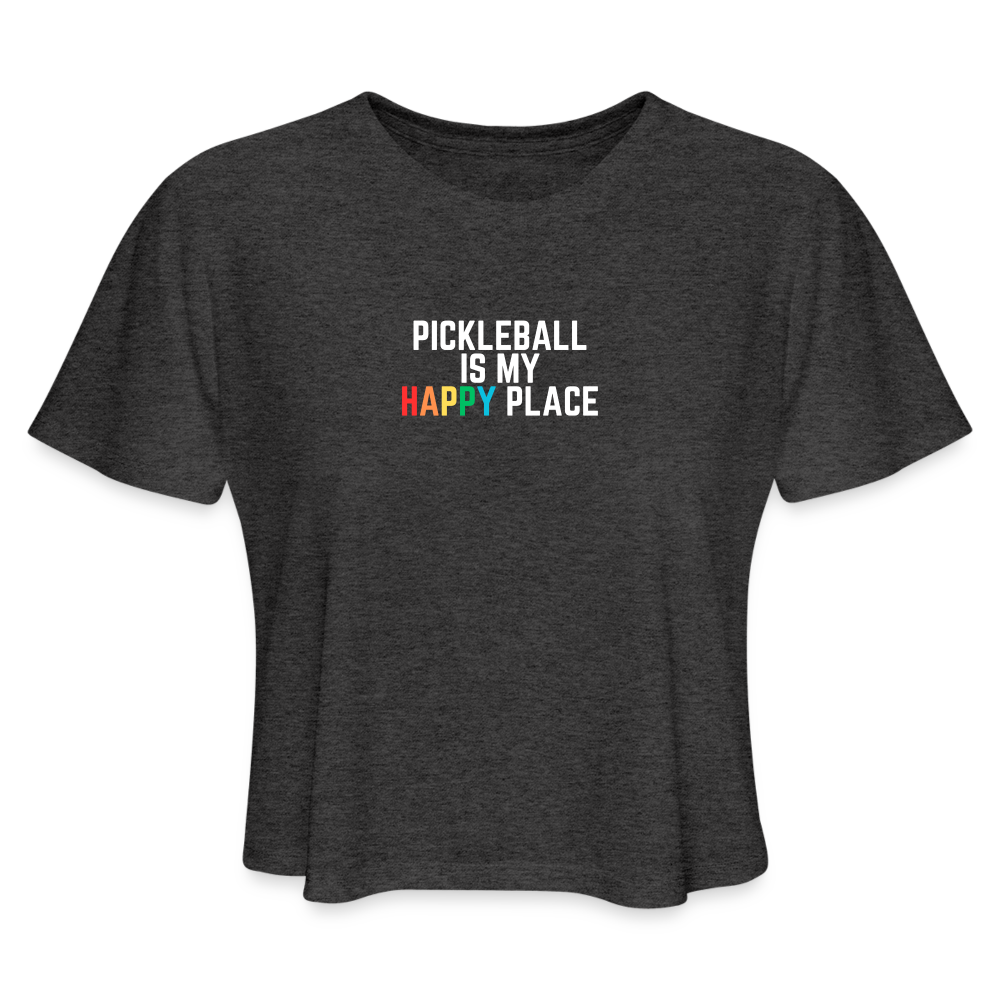 Pickleball Happy Place Women's Cropped T-Shirt - deep heather