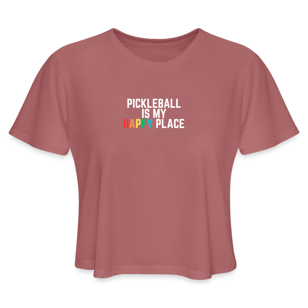 Pickleball Happy Place Women's Cropped T-Shirt - mauve