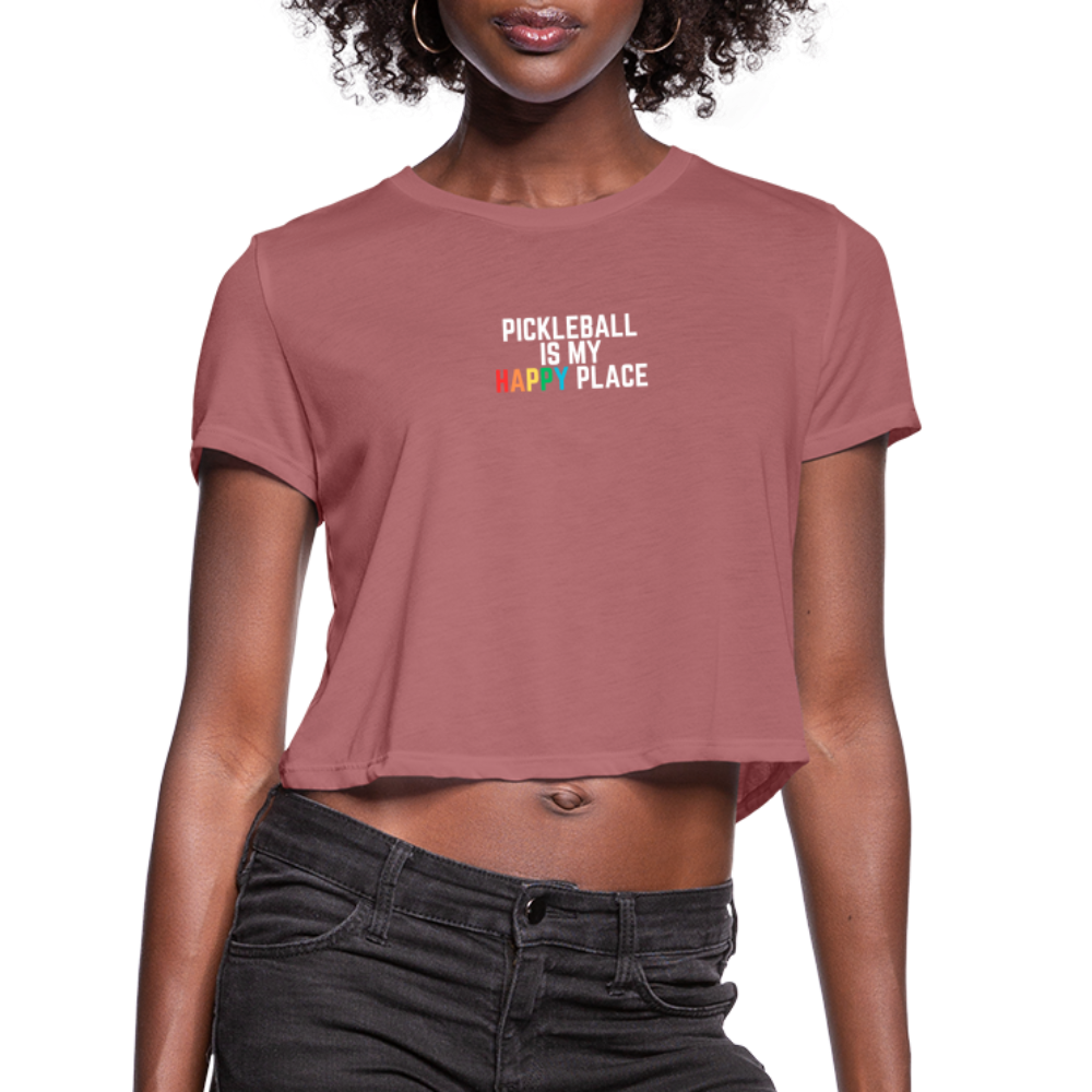 Pickleball Happy Place Women's Cropped T-Shirt - mauve