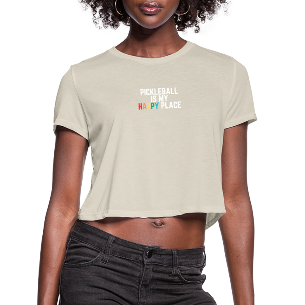 Pickleball Happy Place Women's Cropped T-Shirt - dust