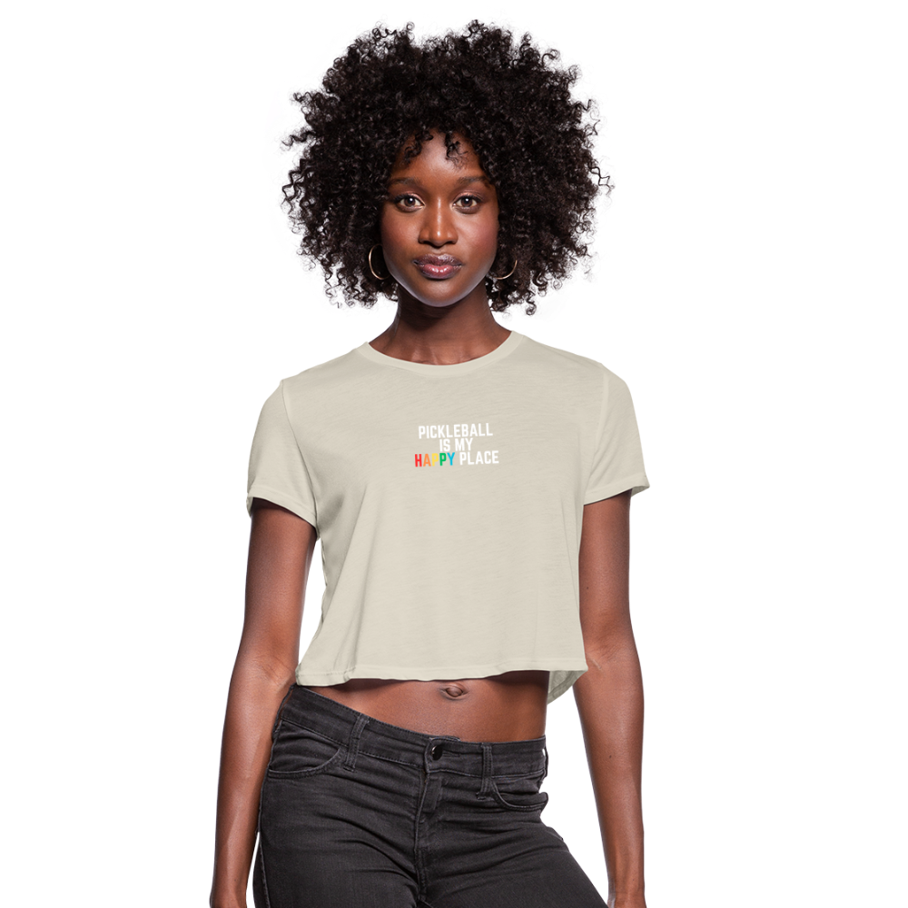 Pickleball Happy Place Women's Cropped T-Shirt - dust