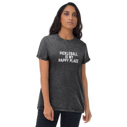 Pickleball Happy Place Denim T-Shirt