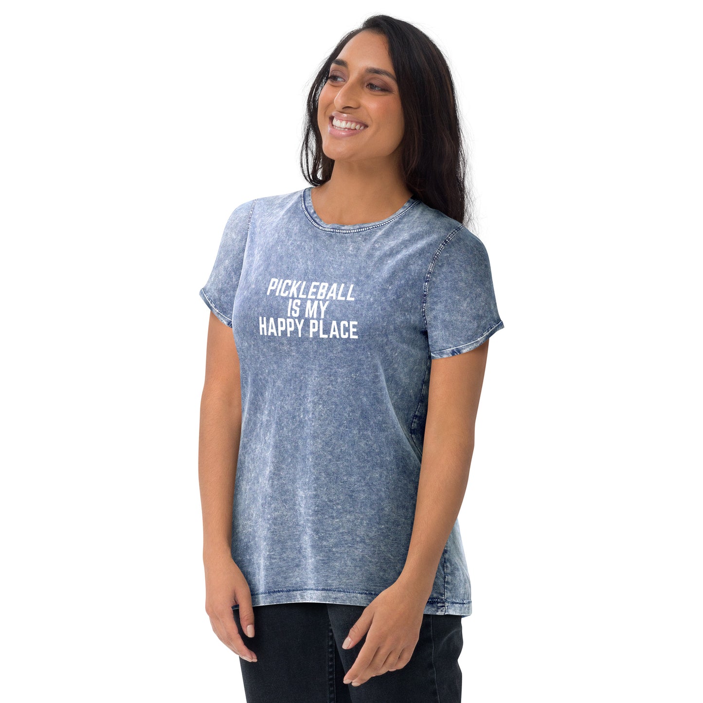 Pickleball Happy Place Denim T-Shirt