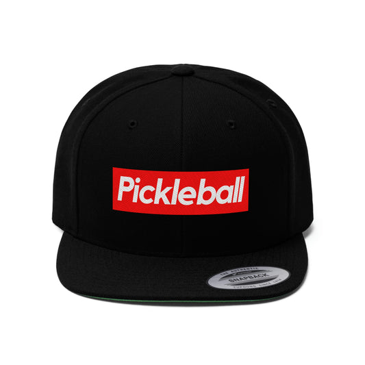 PICKLEBALL (Red) Flat Brim Snapback Hat