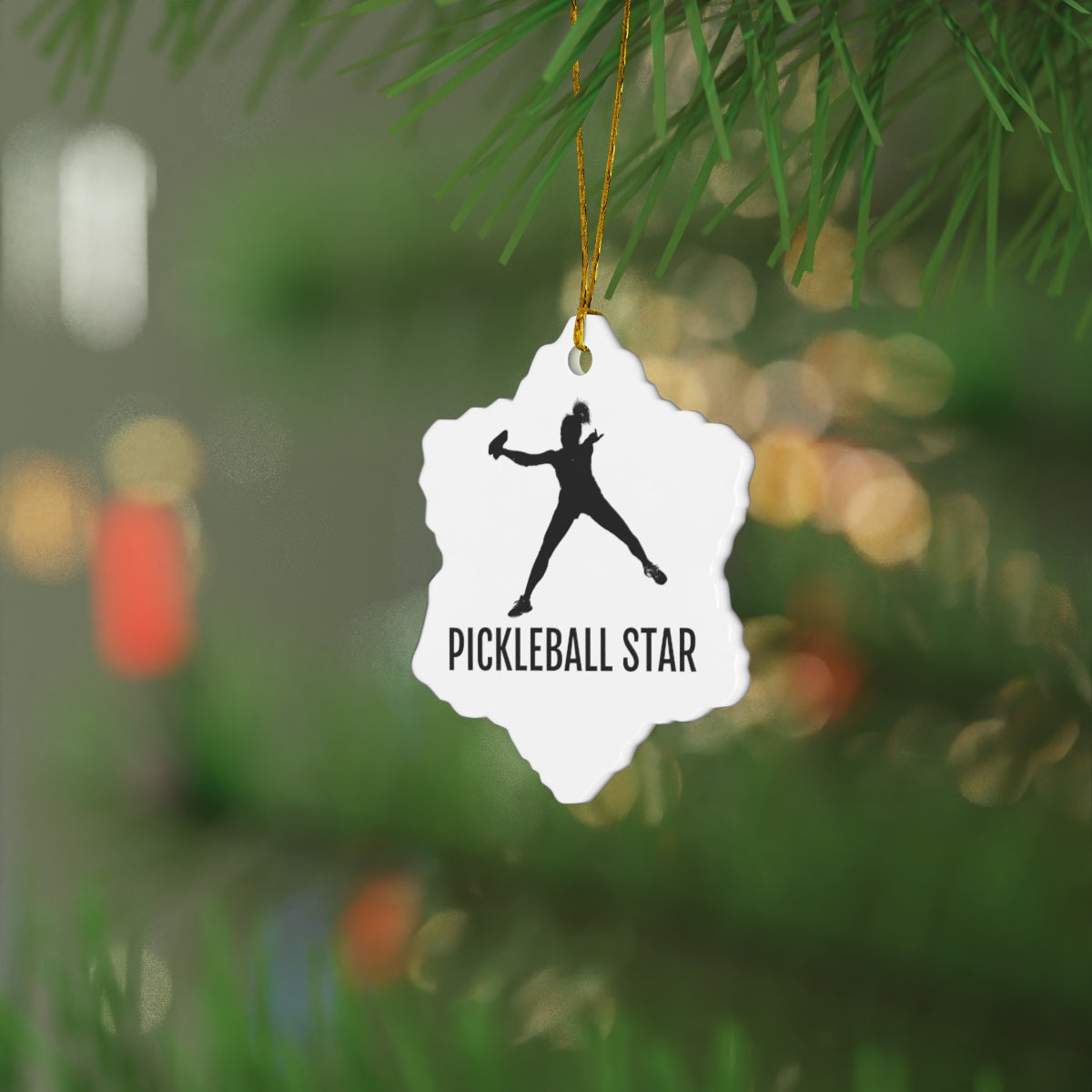 Pickleball Star Snowflake Ornament