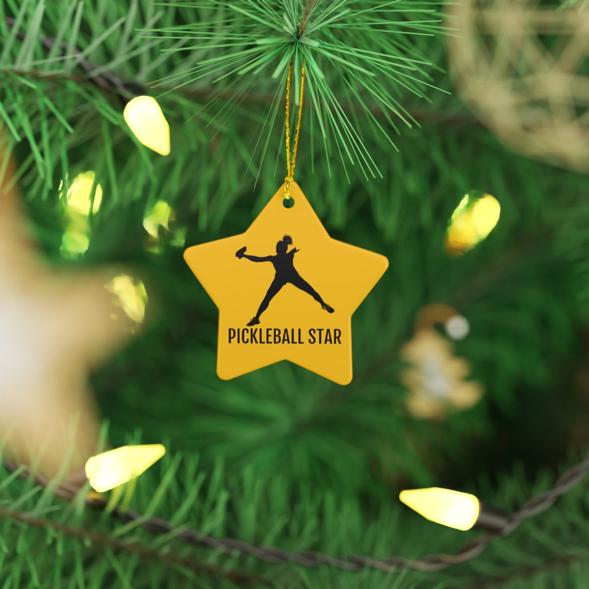 Pickleball Gold Star Ornament