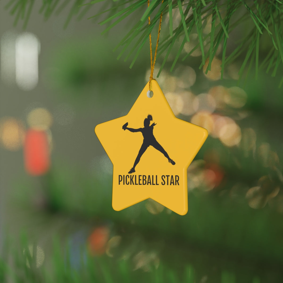 Pickleball Gold Star Ornament