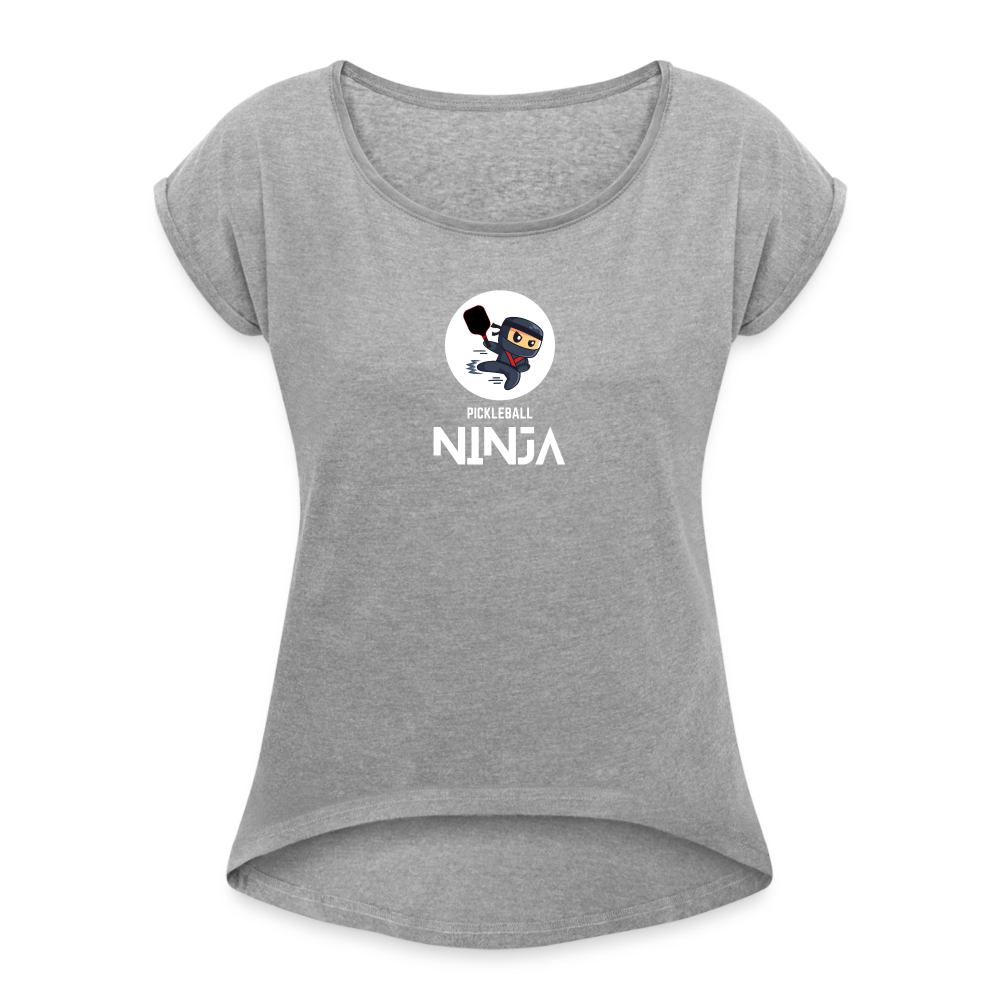 Pickleball Ninja Women's Roll Cuff T-Shirt - heather gray