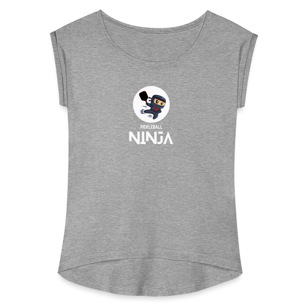 Pickleball Ninja Women's Roll Cuff T-Shirt - heather gray