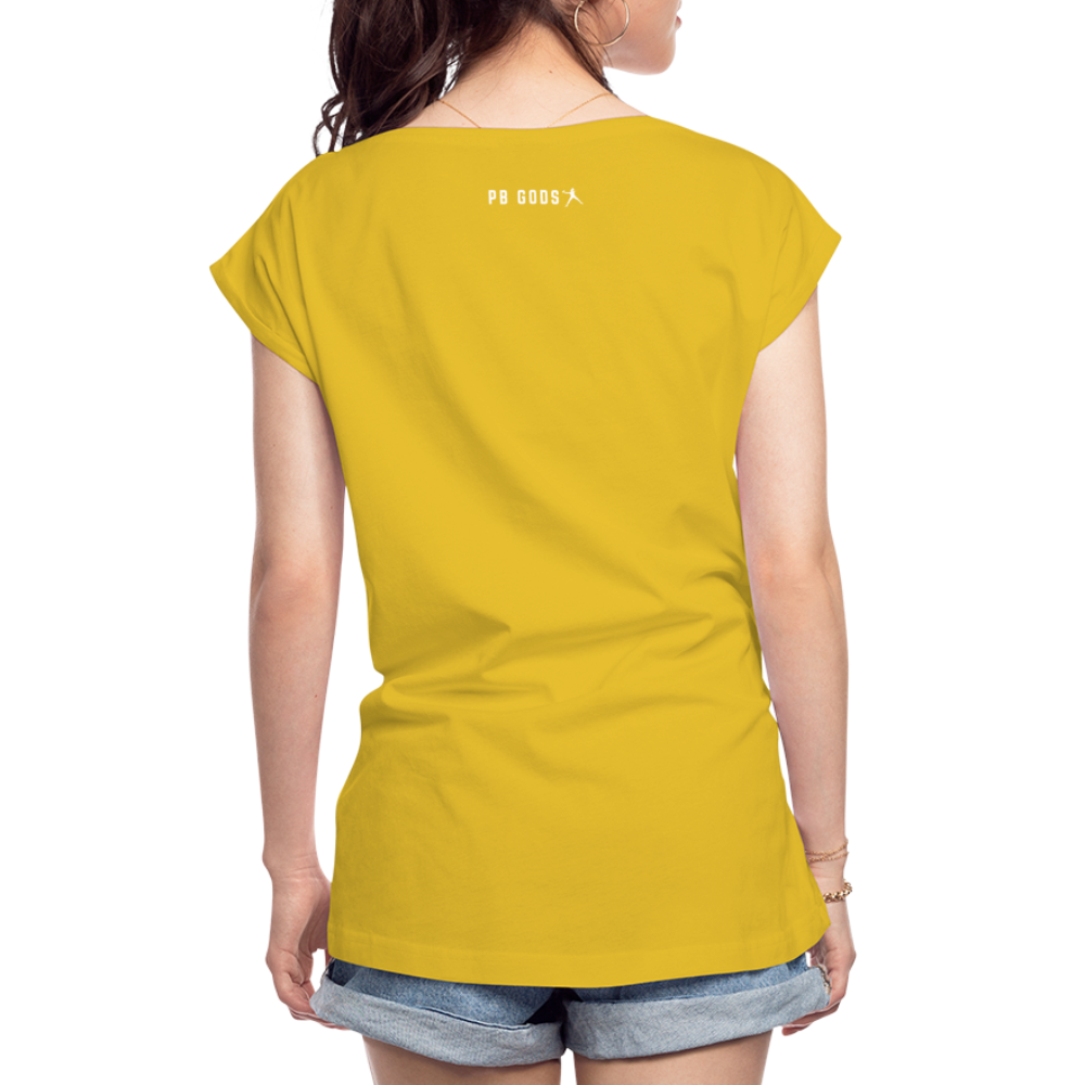 Pickleball Ninja Women's Roll Cuff T-Shirt - mustard yellow