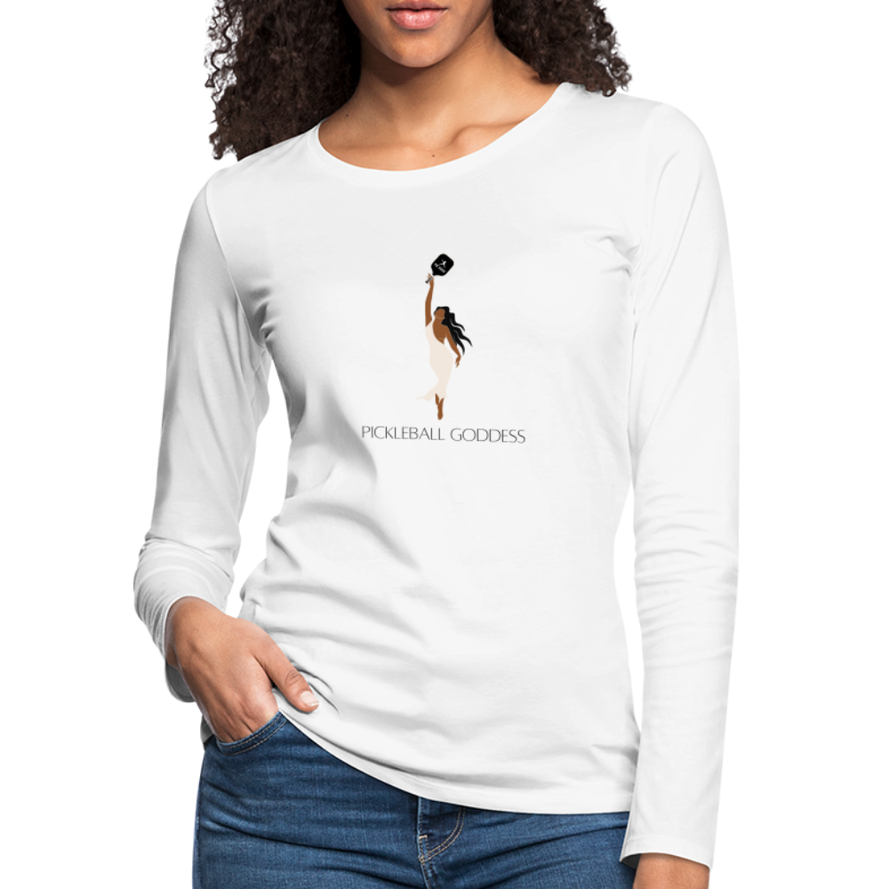 Pickleball Goddess Women's Premium Long Sleeve T-Shirt - white