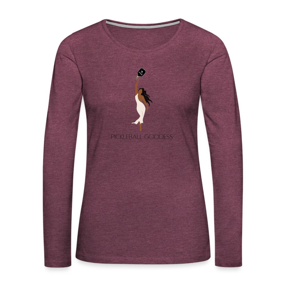 Pickleball Goddess Women's Premium Long Sleeve T-Shirt - heather burgundy