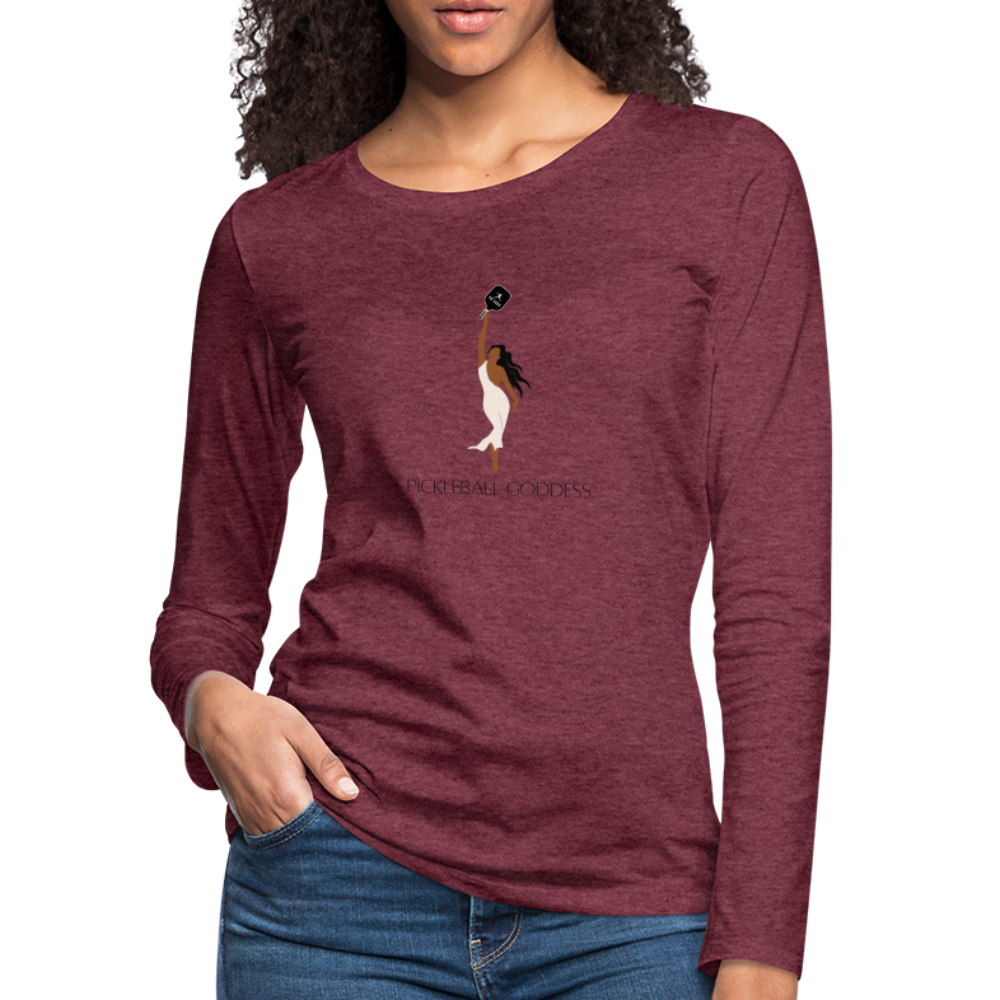 Pickleball Goddess Women's Premium Long Sleeve T-Shirt - heather burgundy