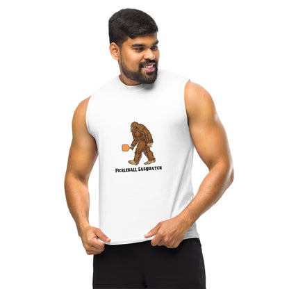 Pickleball Sasquatch Muscle Shirt - White